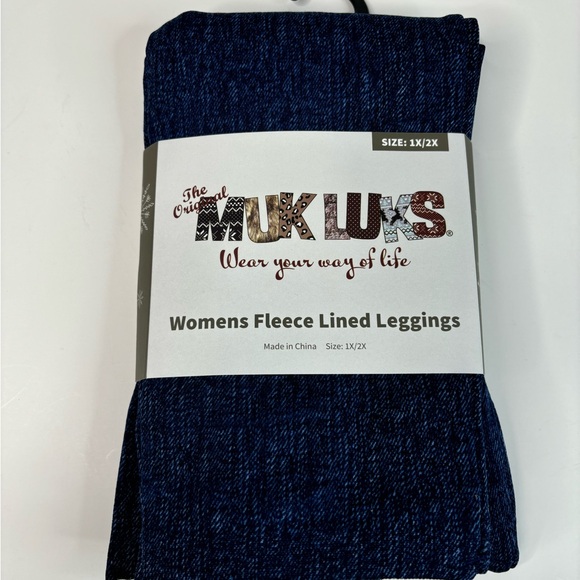 Muk Luk Women’s Fleece Lined Leggings Plus Size 1X -2X - Picture 5 of 6